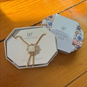 Bomb Party October 2025 Gold Necklace with Opal Pendant